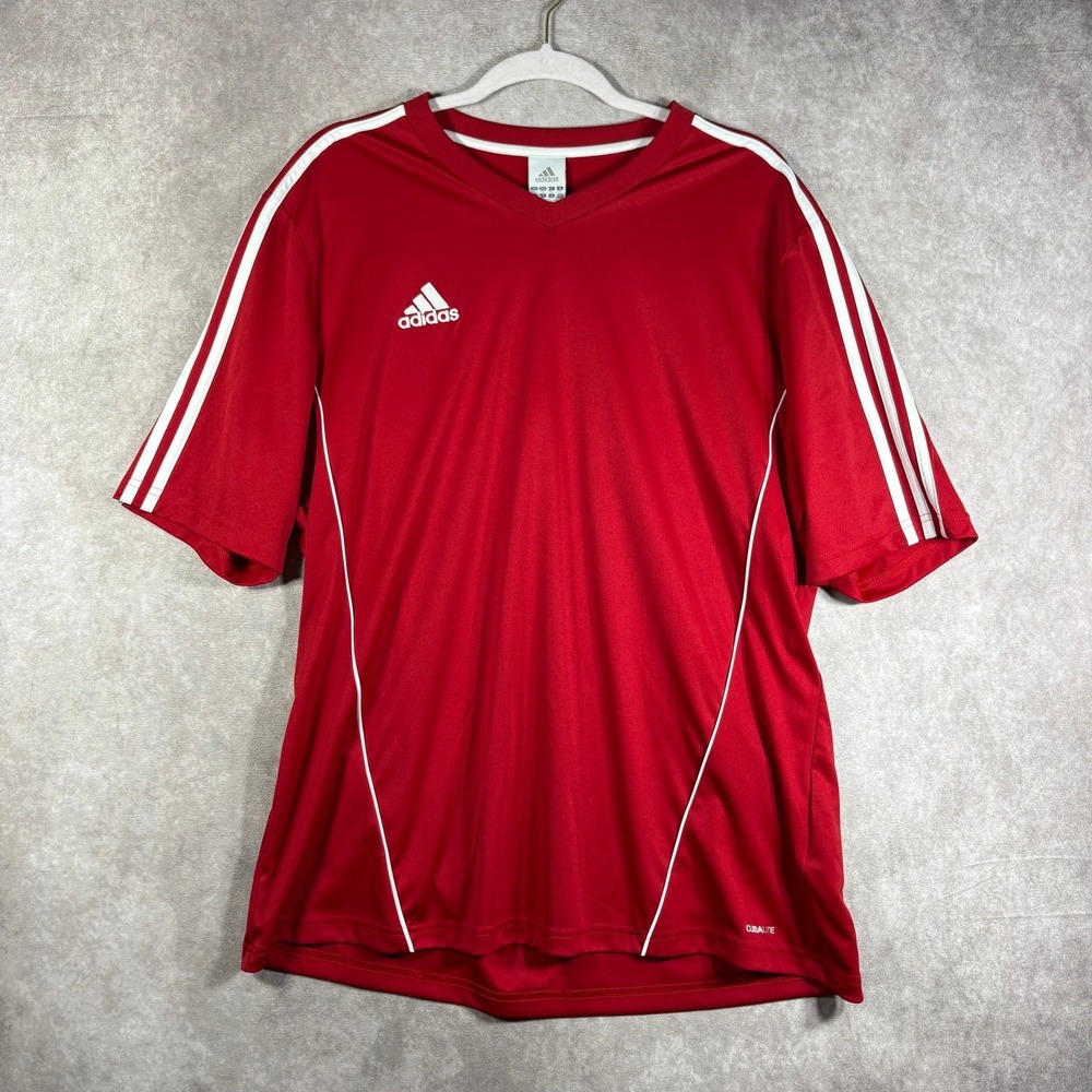 Adidas Estro 12 Shirt Mens Size XL Red Jersey Short Sleeve Climalite Performance